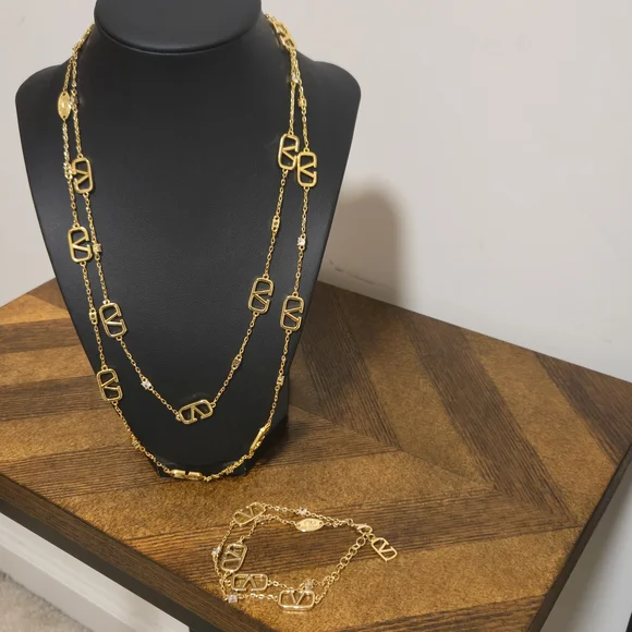 Valentino Gold Necklace and Bracelet Set - Picture 13 of 13